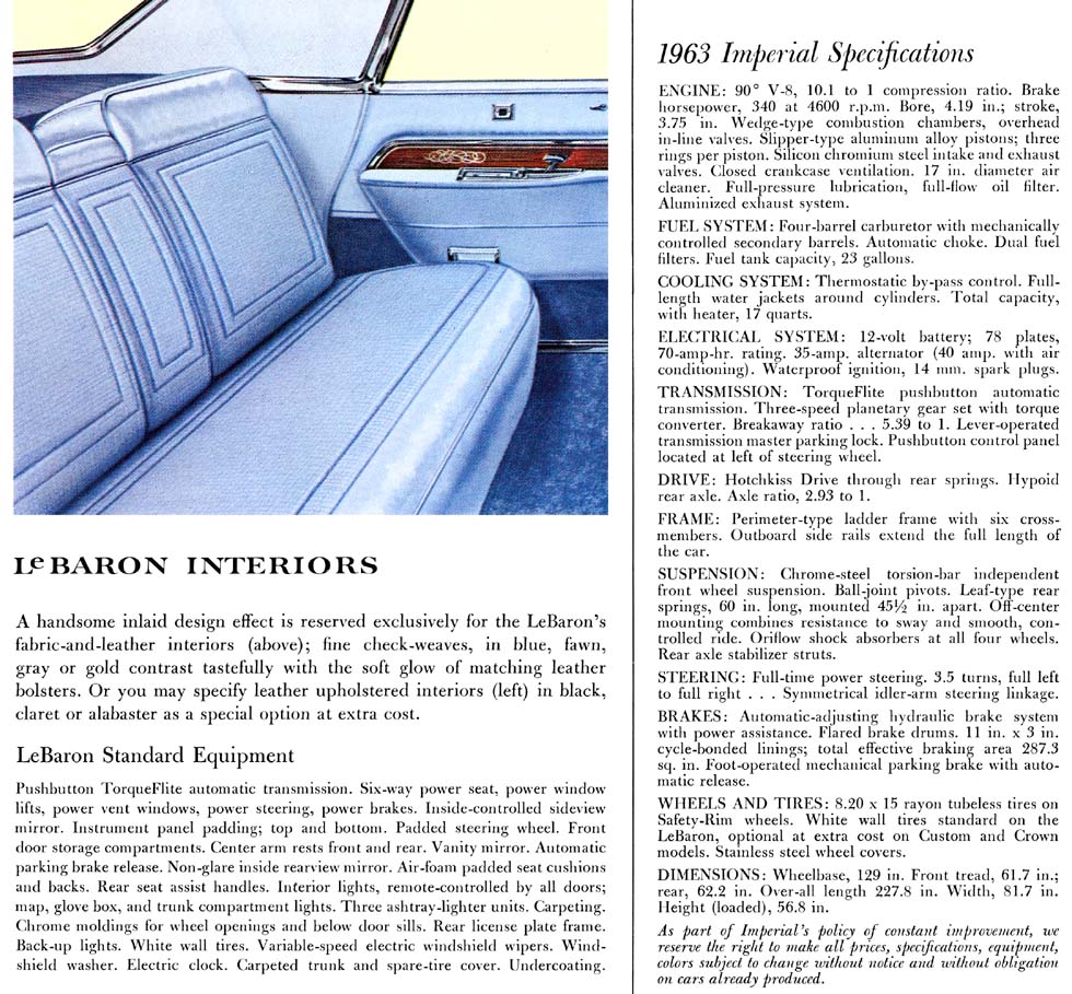 1963 Chrysler Imperial Brochure Page 14